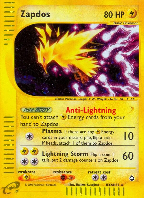 Aquapolis Zapdos Pokémon card