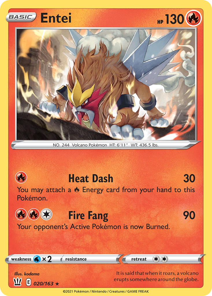 Battle Styles Entei Pokémon card