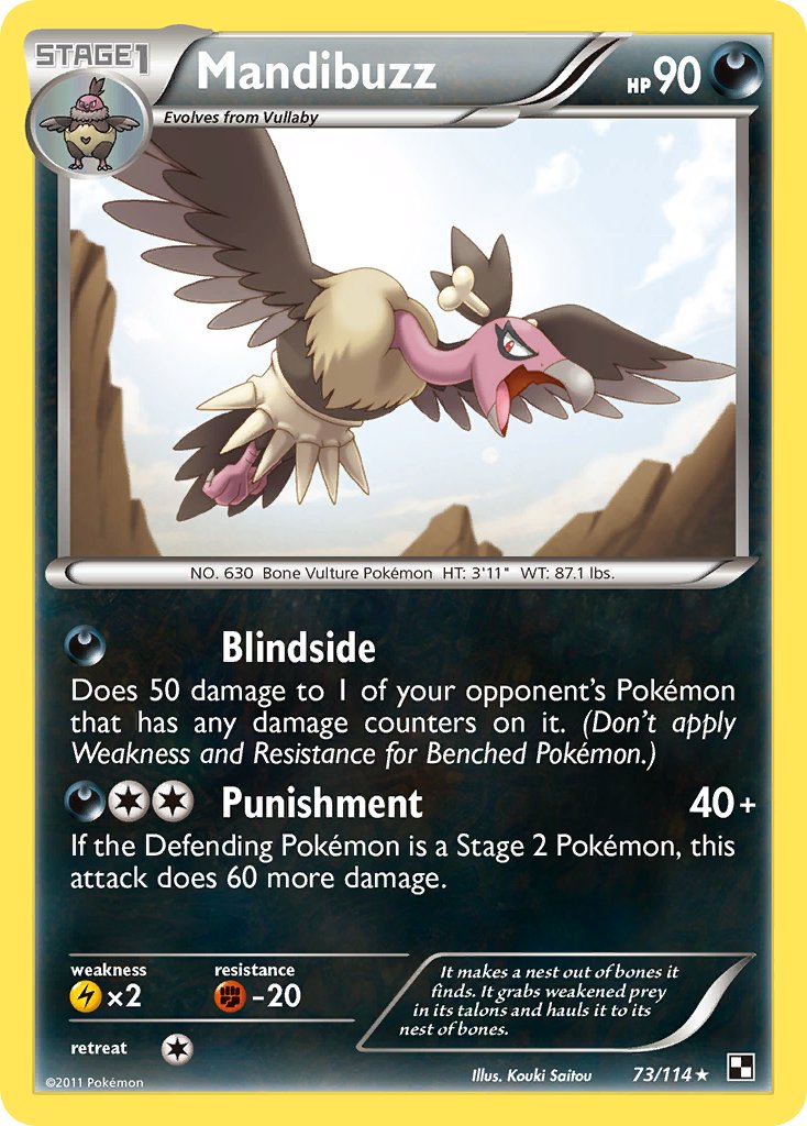 Black & White Mandibuzz Pokémon card
