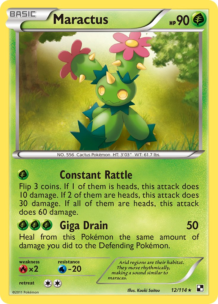 Black & White Maractus Pokémon card
