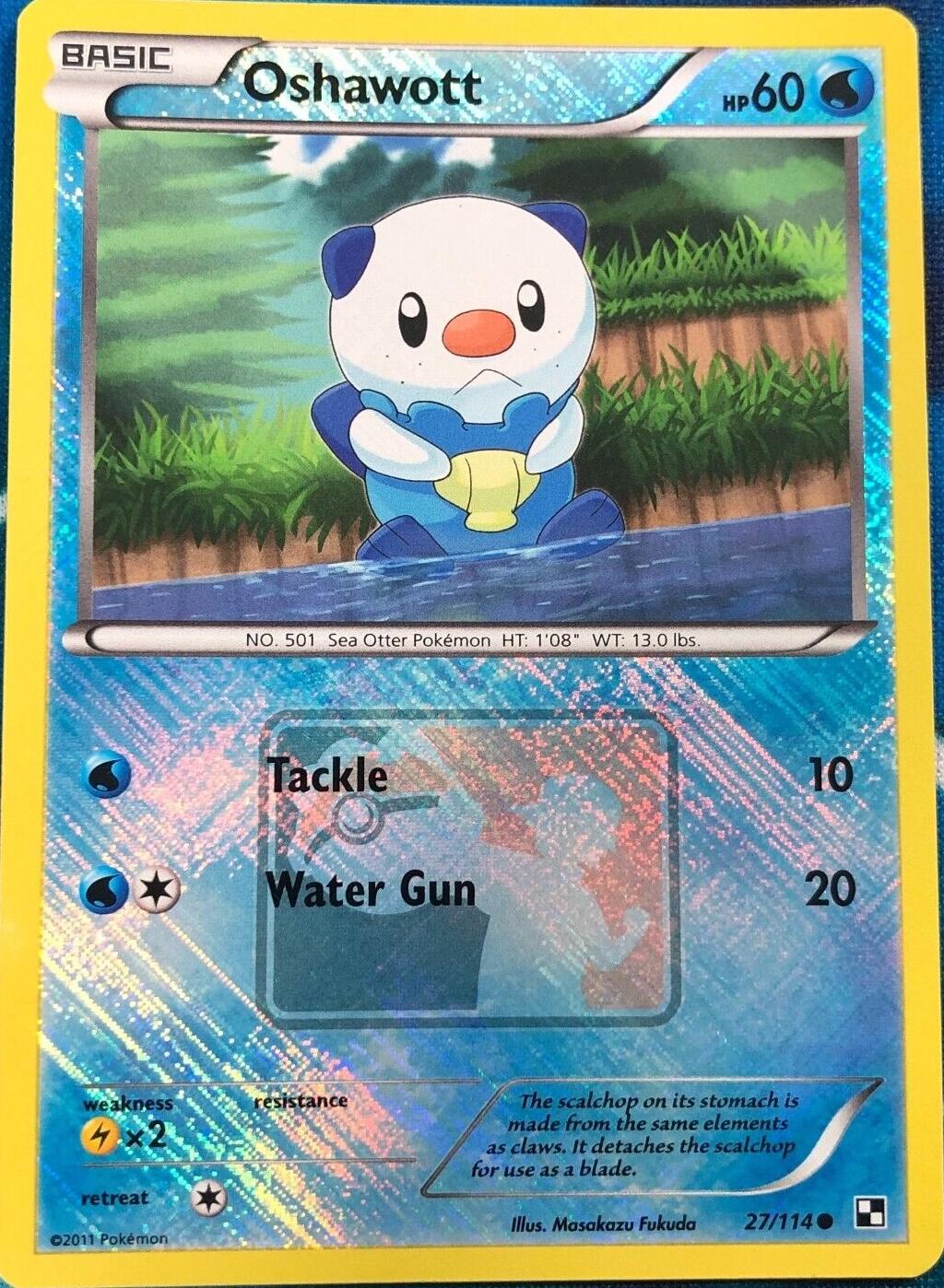 Black & White Oshawott [Crosshatch-Holo-League] Pokémon card