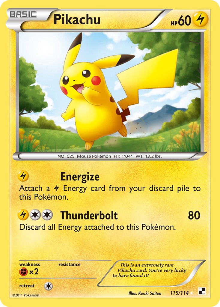 Black & White Pikachu Pokémon card