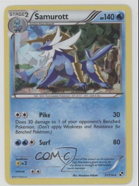 Black & White Samurott [Cracked-Ice] Pokémon card