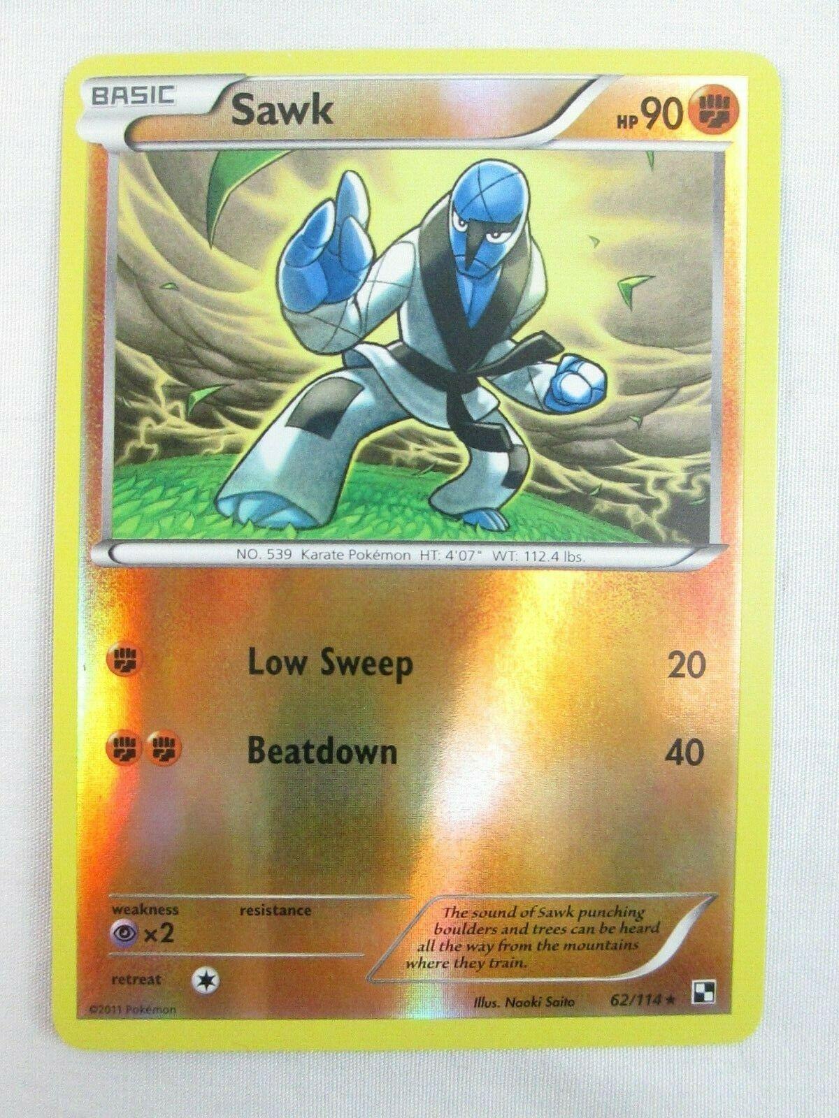 Black & White Sawk [Reverse Holo] Pokémon card