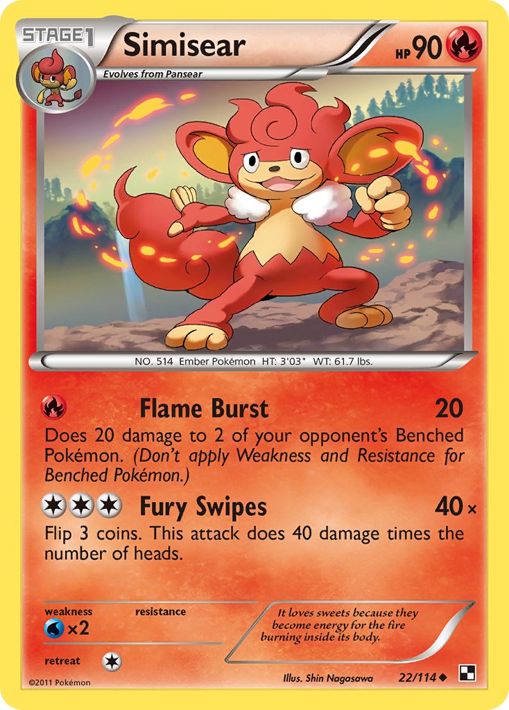 Black & White Simisear Pokémon card
