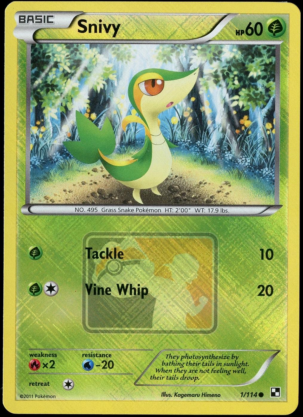 Black & White Snivy [Crosshatch-Reverse-Holo] Pokémon card