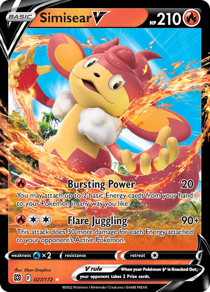 Brilliant Stars Simisear V Pokémon card