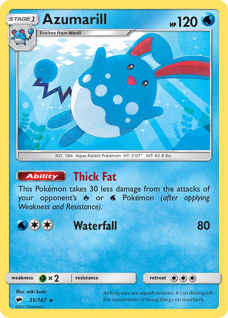 Burning Shadows Azumarill Pokémon card
