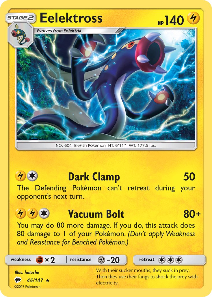 Burning Shadows Eelektross Pokémon card
