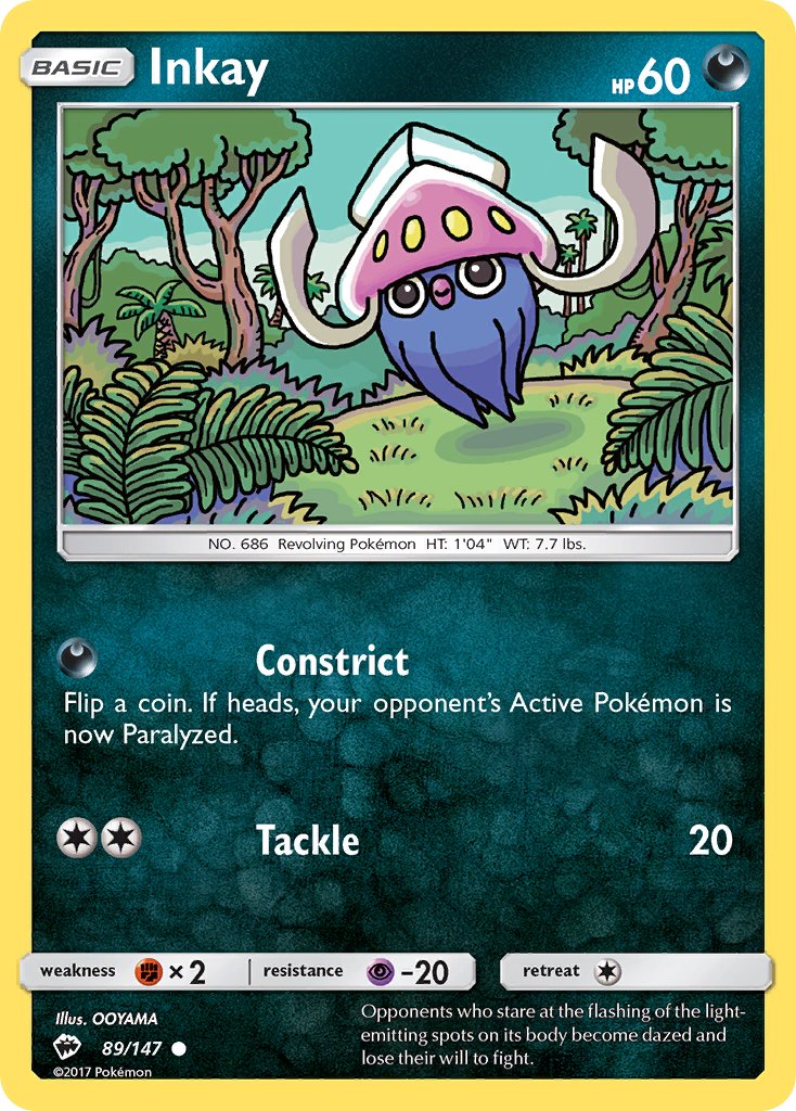 Burning Shadows Inkay Pokémon card