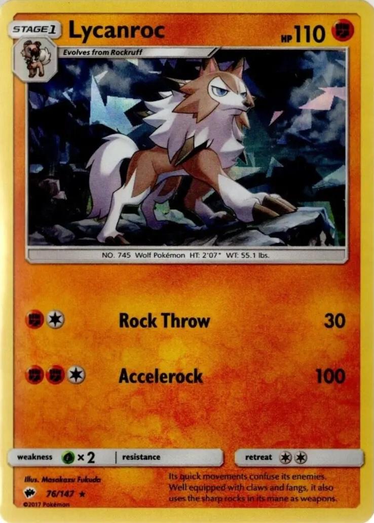 Burning Shadows Lycanroc [Cracked-Ice] Pokémon card