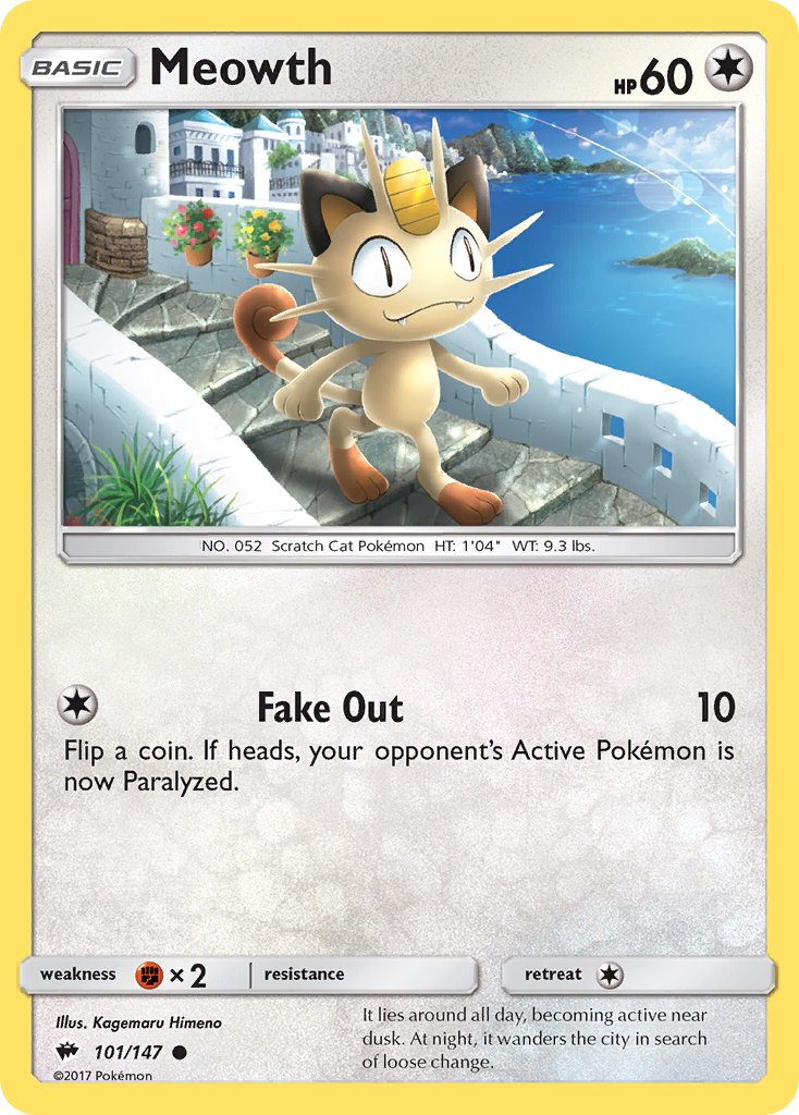 Burning Shadows Meowth Pokémon card
