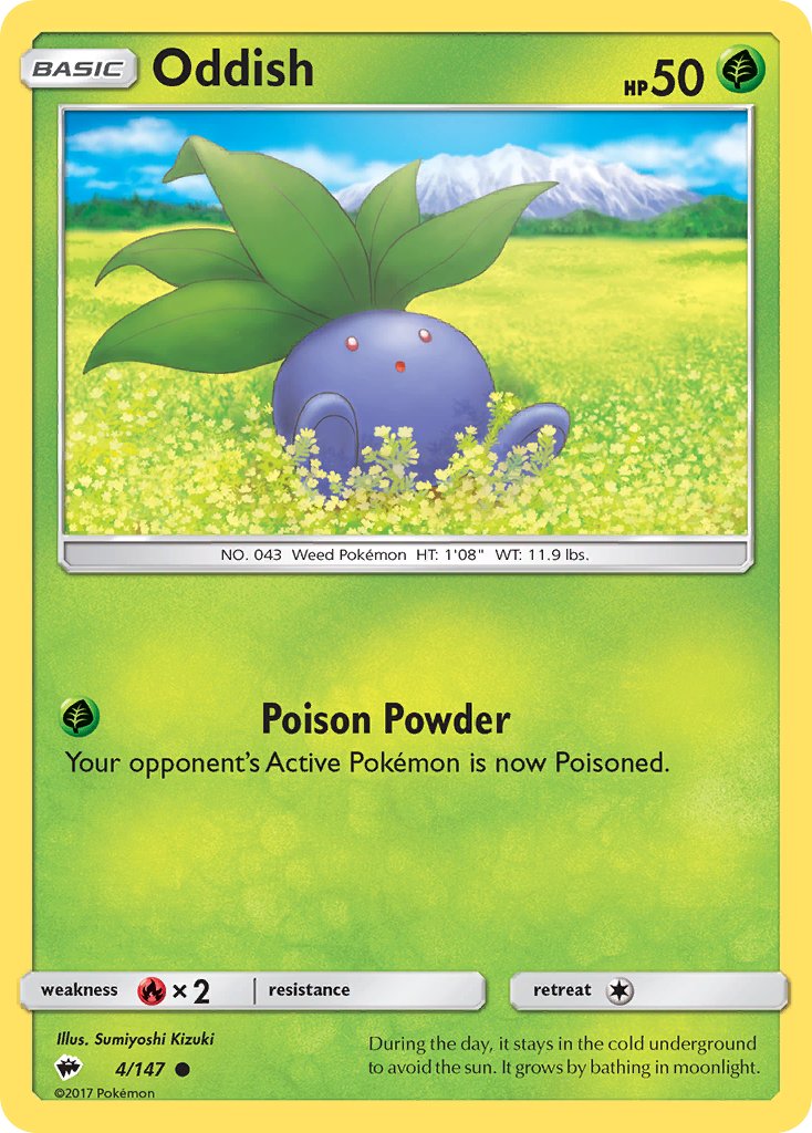 Burning Shadows Oddish Pokémon card