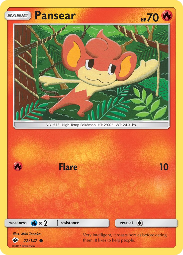 Burning Shadows Pansear Pokémon card