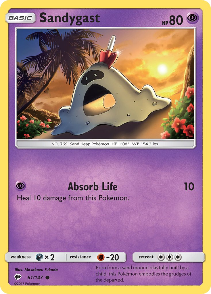 Burning Shadows Sandygast Pokémon card