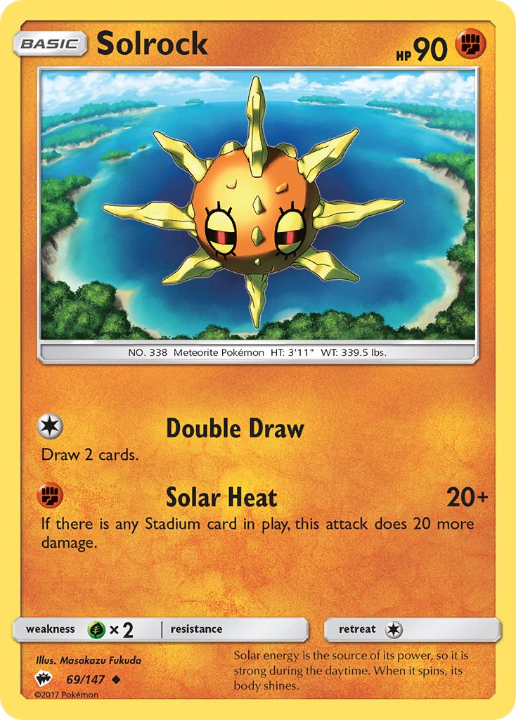 Burning Shadows Solrock Pokémon card