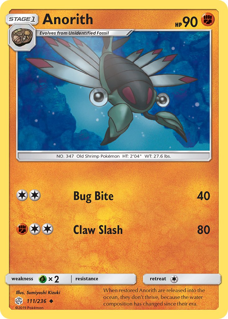 Cosmic Eclipse Anorith Pokémon card