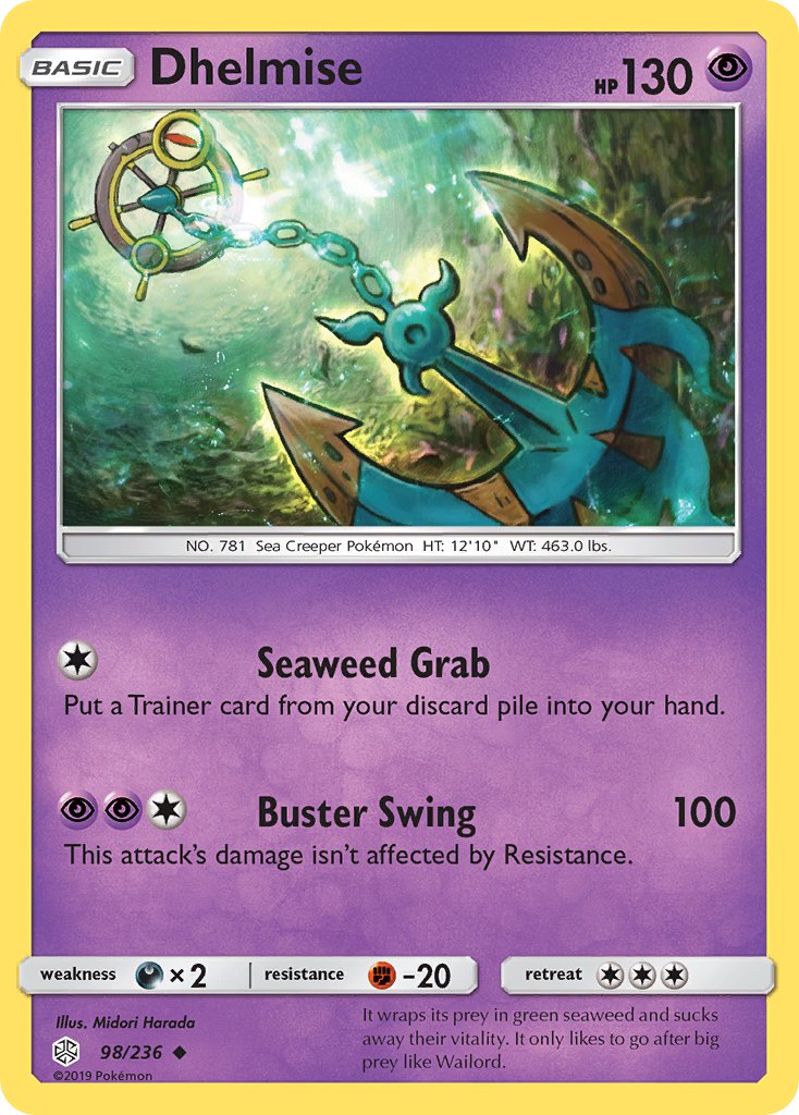 Cosmic Eclipse Dhelmise Pokémon card