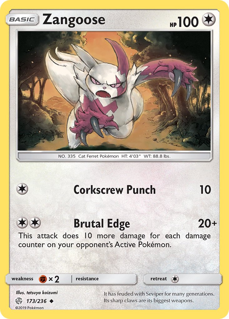 Cosmic Eclipse Zangoose Pokémon card