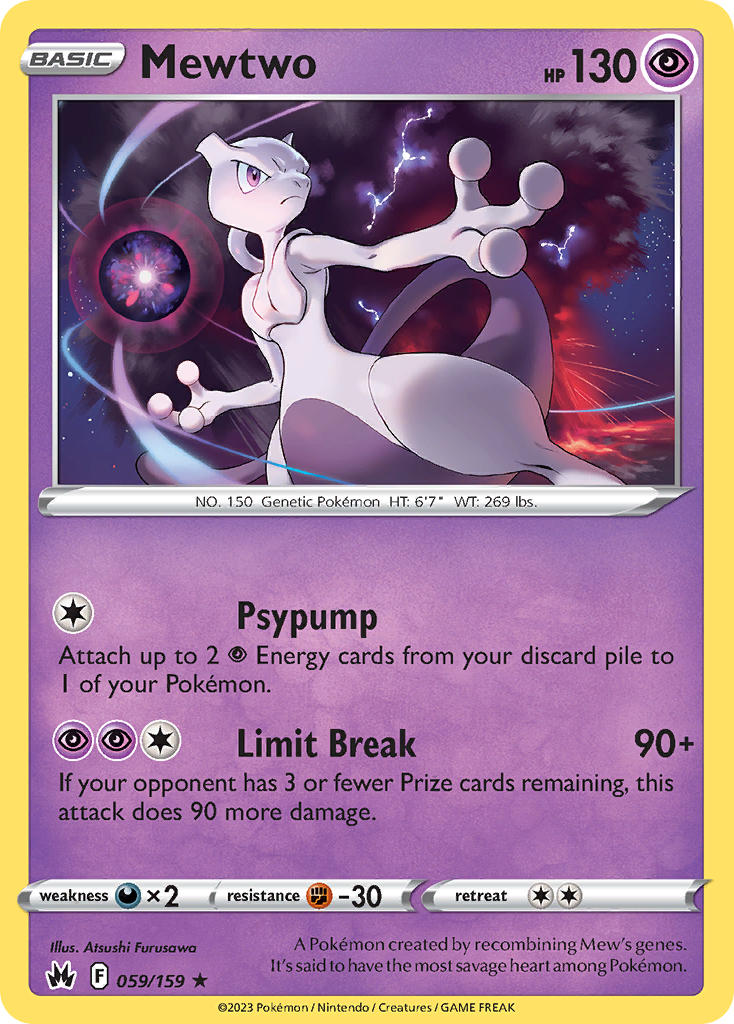 Crown Zenith Mewtwo Pokémon card