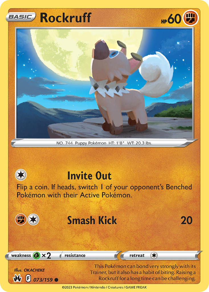 Crown Zenith Rockruff Pokémon card