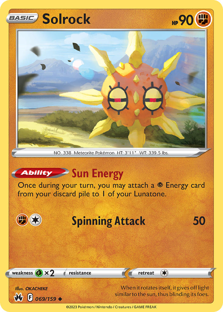 Crown Zenith Solrock Pokémon card