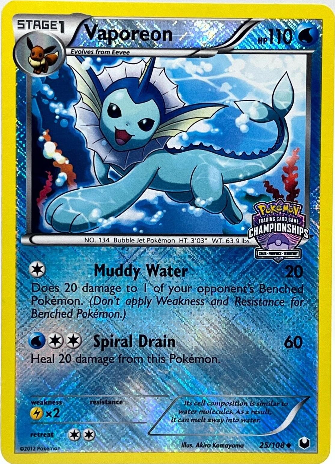 Dark Explorers Vaporeon [Championship] Pokémon card