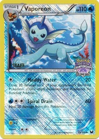 Dark Explorers Vaporeon [Championship-Staff] Pokémon card