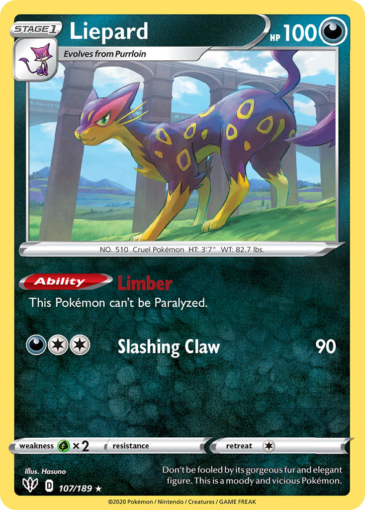 Darkness Ablaze Liepard Pokémon card