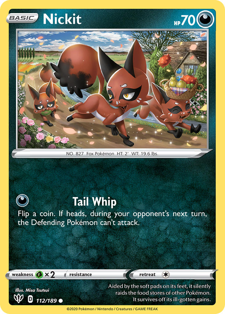 Darkness Ablaze Nickit Pokémon card