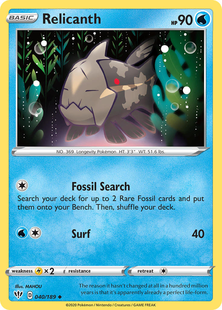 Darkness Ablaze Relicanth Pokémon card