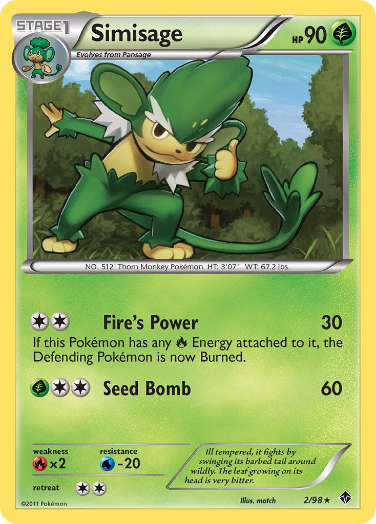 Emerging Powers Simisage Pokémon card