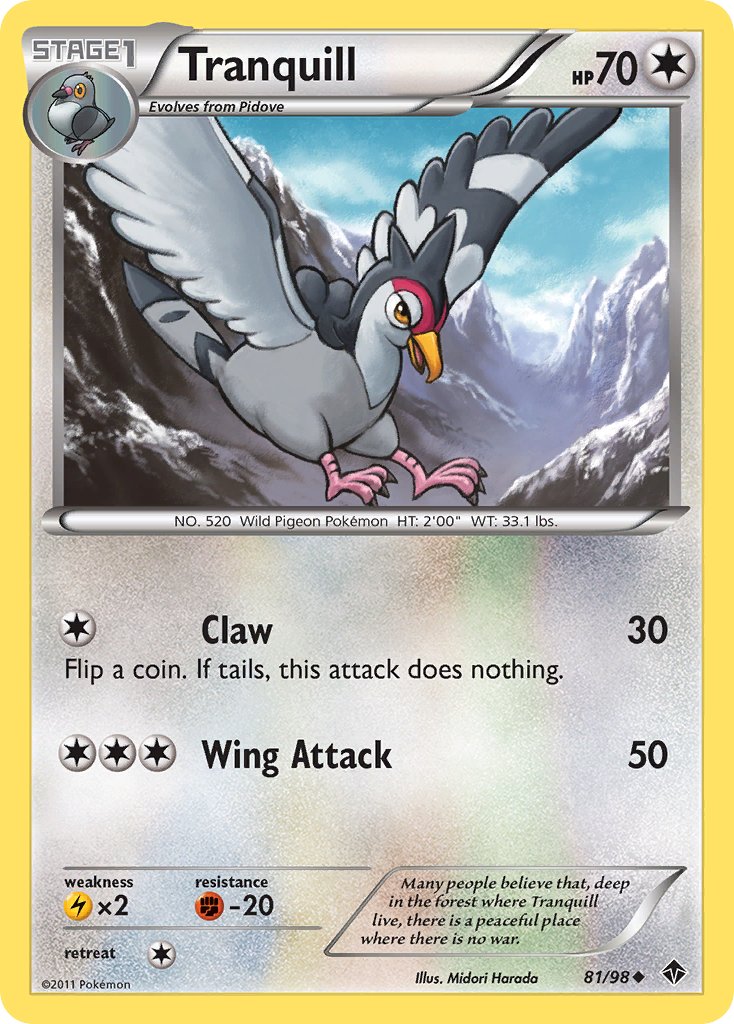 Emerging Powers Tranquill Pokémon card