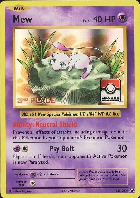 Evolutions Mew [3rd-Place-League] Pokémon card