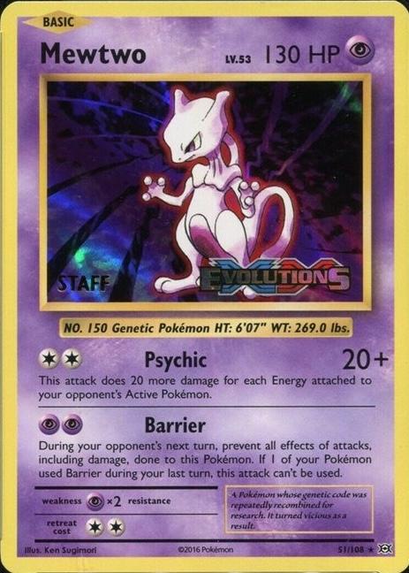Evolutions Mewtwo [prerelease-staff] Pokémon card