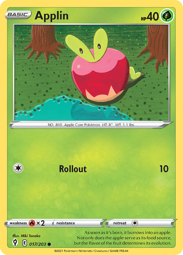 Evolving Skies Applin Pokémon card