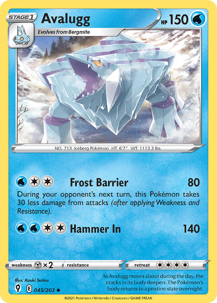 Evolving Skies Avalugg Pokémon card