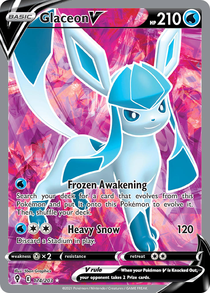 Evolving Skies Glaceon V Pokémon card