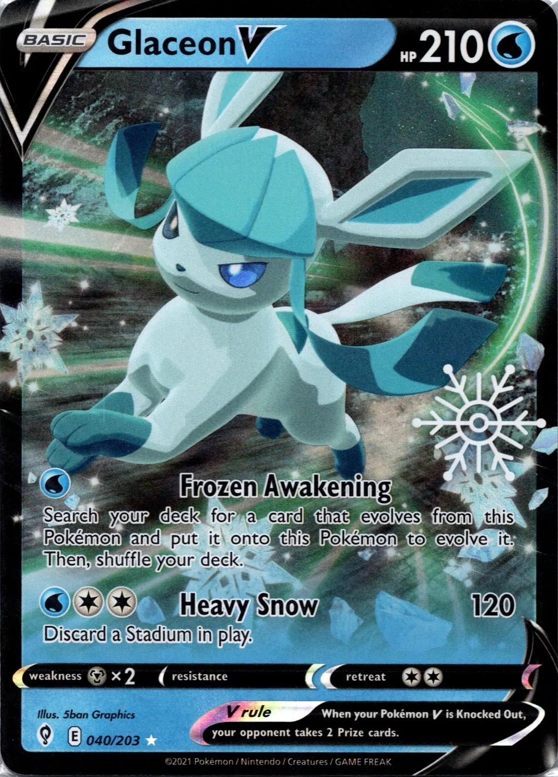 Evolving Skies Glaceon V [Snowflake-Stamp] Pokémon card