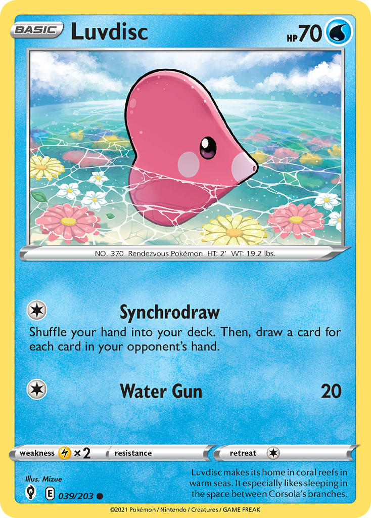 Evolving Skies Luvdisc Pokémon card