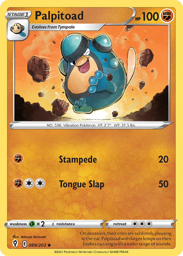 Evolving Skies Palpitoad Pokémon card