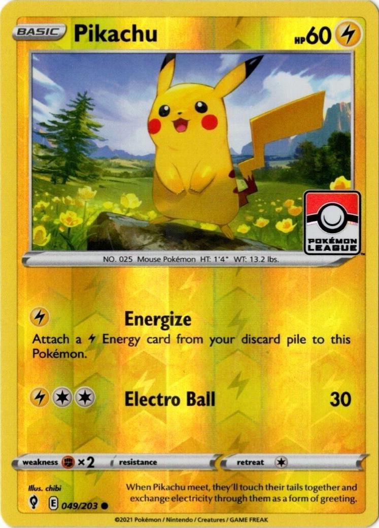 Evolving Skies Pikachu [League-Stamp] Pokémon card