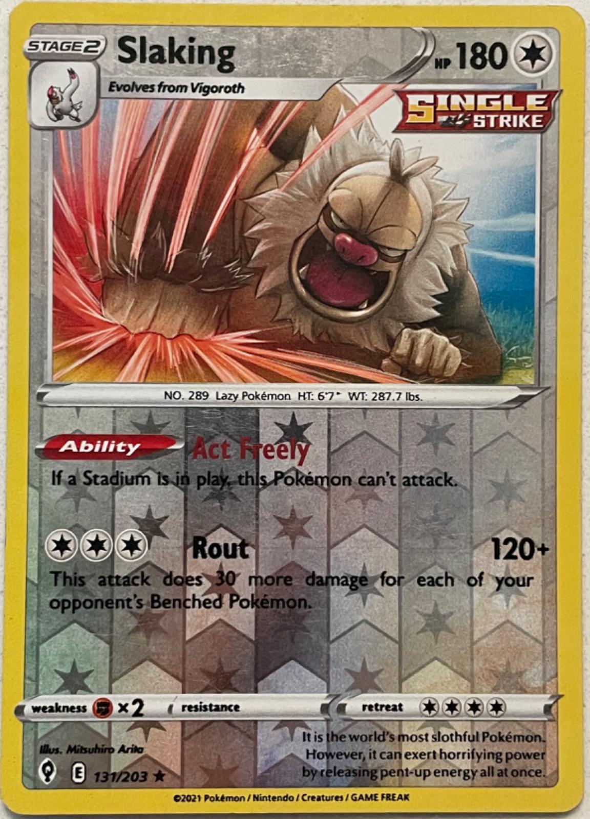 Evolving Skies Slaking [Reverse Holo] Pokémon card