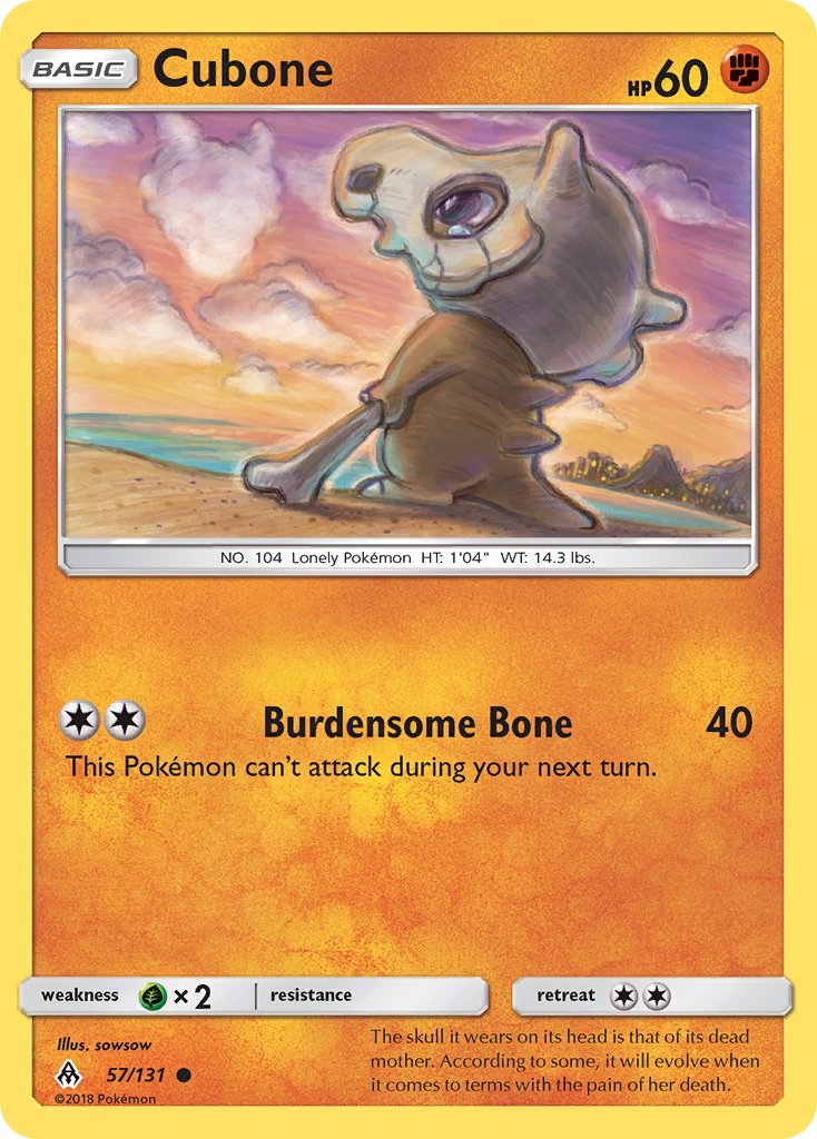 Forbidden Light Cubone Pokémon card