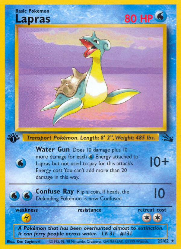 Fossil Lapras Pokémon card