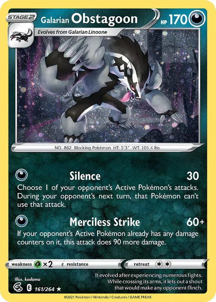 Fusion Strike Galarian Obstagoon [Cosmos-Holo] Pokémon card