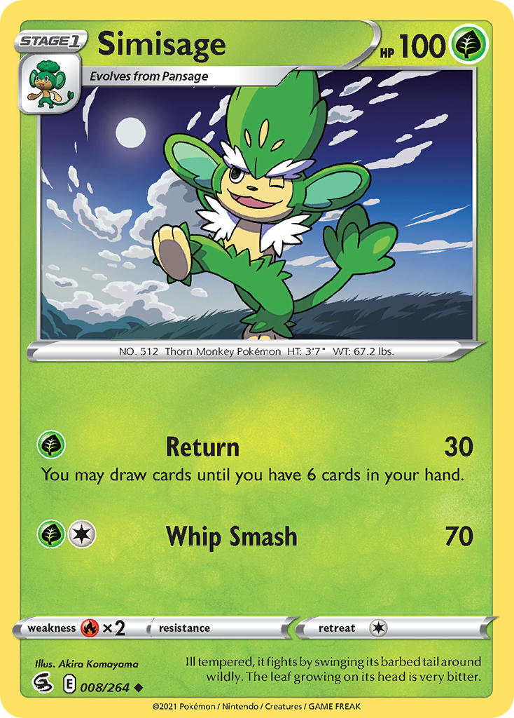 Fusion Strike Simisage Pokémon card