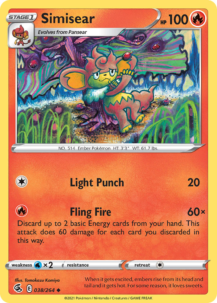 Fusion Strike Simisear Pokémon card