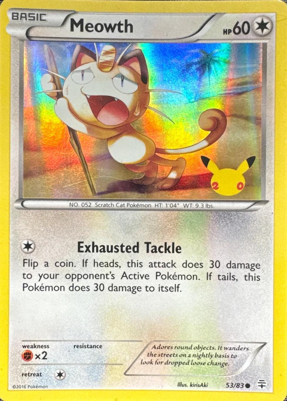 Generations Meowth [20th-Anniversary-Stamp] Pokémon card