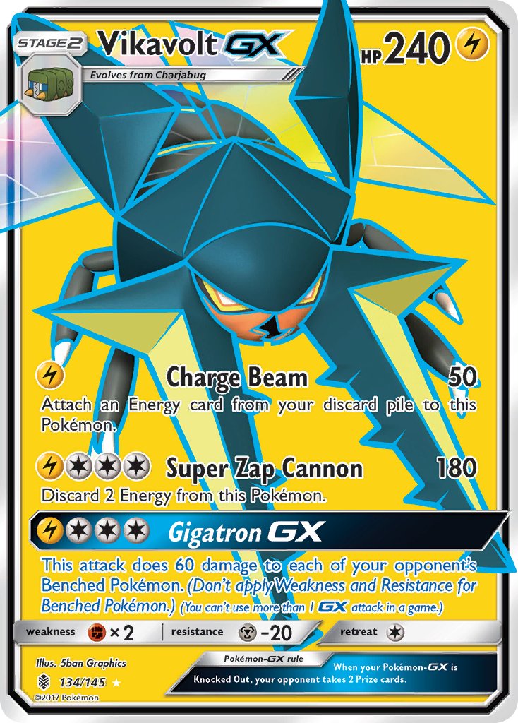 Guardians Rising Vikavolt GX Pokémon card